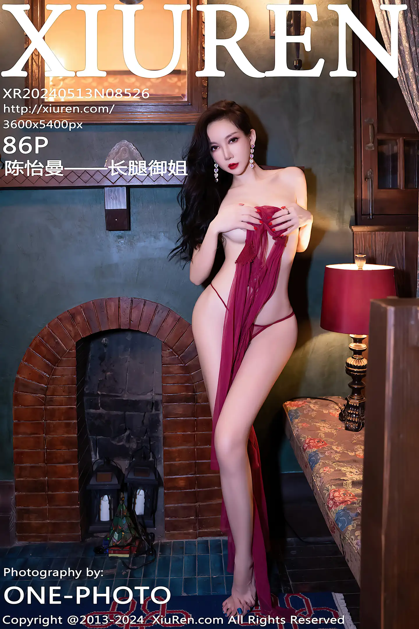 [XiuRen秀人网]No.8526_模特陈怡曼性感红色低胸连衣短裙配黑丝网袜秀魔鬼身材诱惑写真86P-秀人网 - XiuRen.Space